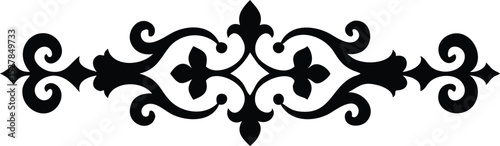 Elegant Black FleurdeLis Style Divider Element on White Background