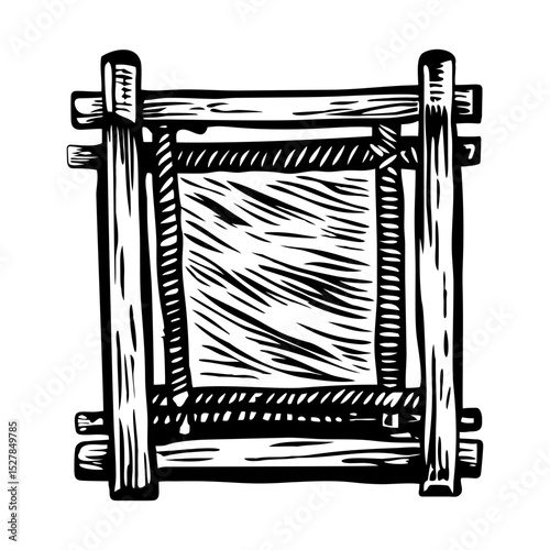 A vintage style illustration of loom frame