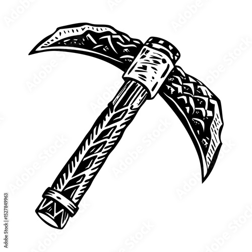 A vintage style illustration of pickaxe