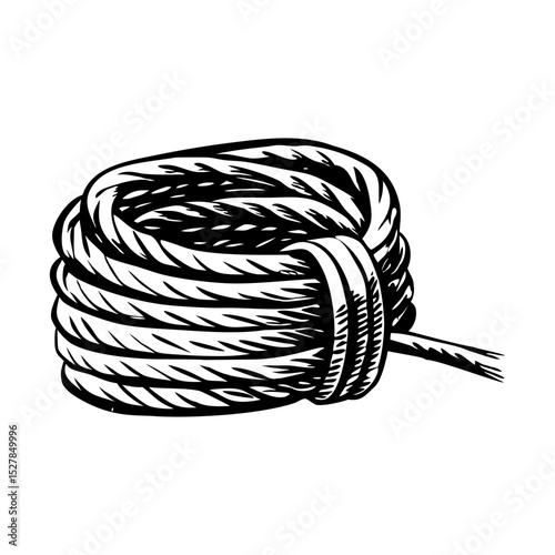 A vintage style illustration of rope coil