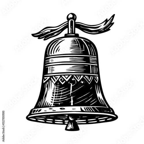 A vintage style illustration of village bell