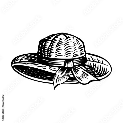 A vintage style illustration of straw hat