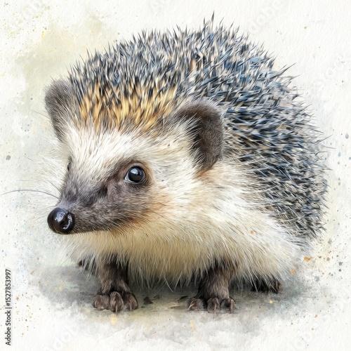 Charming Portrait of a Hedgehog with Textured Quills in a Soft Pastel Background