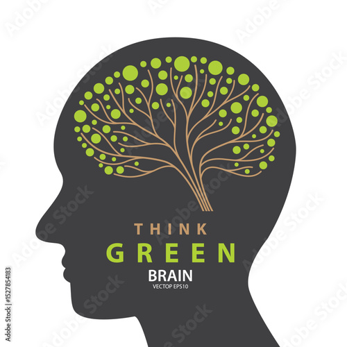 Brain tree design. Think green. vector illustration.