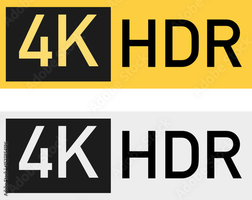 4K HDR Ultra High Definition Label Icon – Yellow and Grey Color Variations