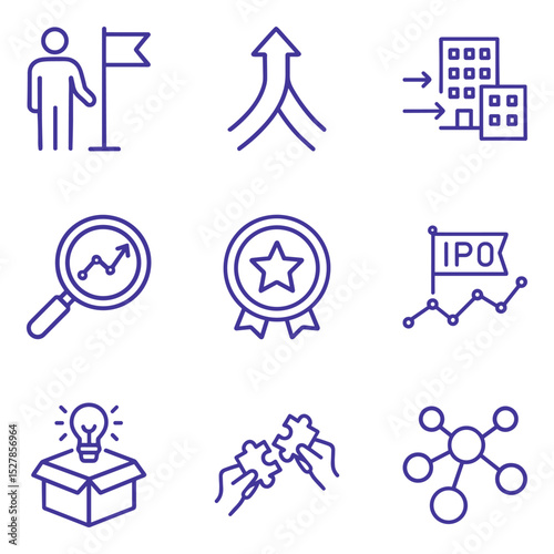 Business success icons in simple style. Icon symbol illustration