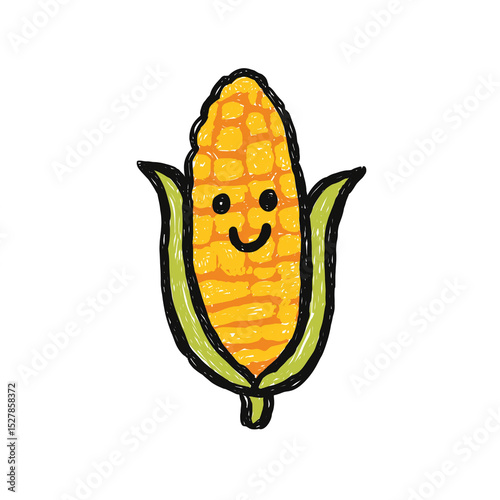  cheerful corn smiling brightly isolated on white background