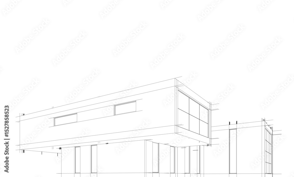 Fototapeta premium architectural drawing 3d vector illustration