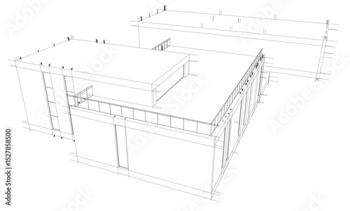 architectural drawing 3d vector illustration