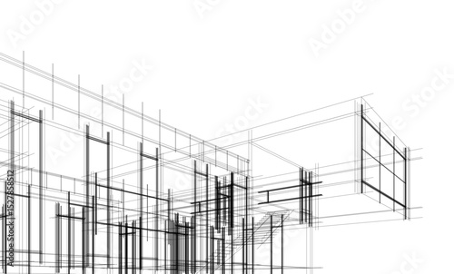 architectural drawing 3d vector illustration