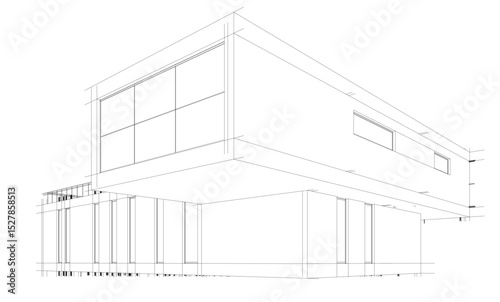 architectural drawing 3d vector illustration