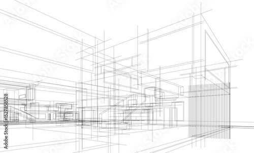architectural drawing 3d vector illustration