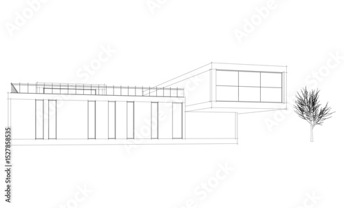 architectural drawing 3d vector illustration