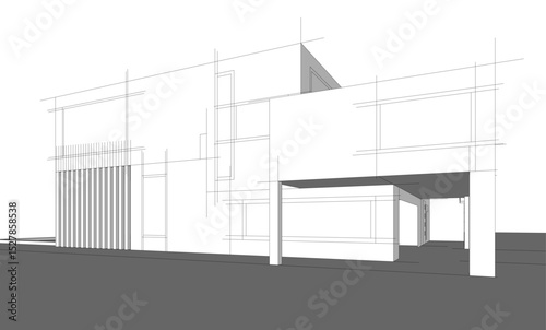 architectural drawing 3d vector illustration