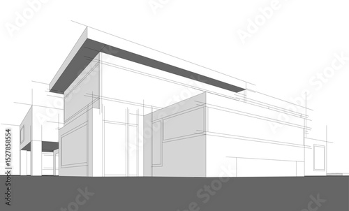 architectural drawing 3d vector illustration