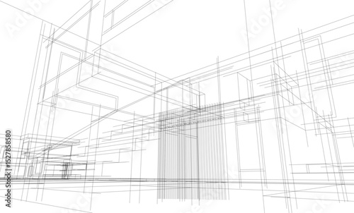 architectural drawing 3d vector illustration