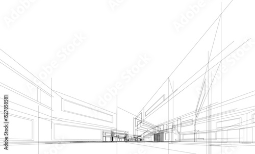 architectural drawing 3d vector illustration