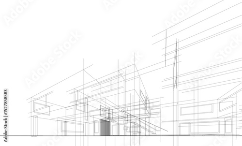 architectural drawing 3d vector illustration
