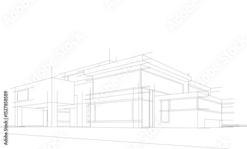 architectural drawing 3d vector illustration