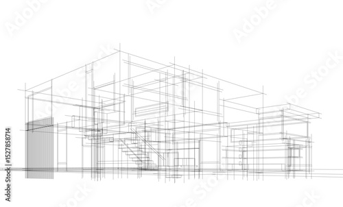 architectural drawing 3d vector illustration