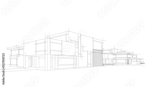 architectural drawing 3d vector illustration