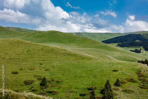 mountain landscape with blue sky and clouds