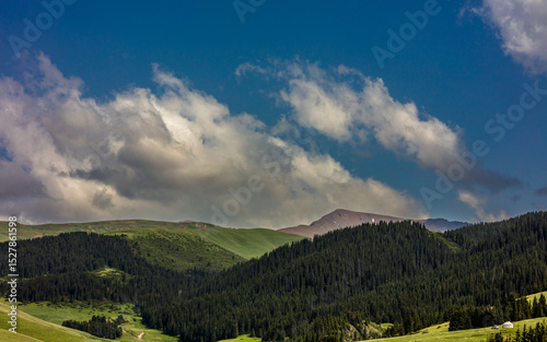 landscape with mountains and clouds
