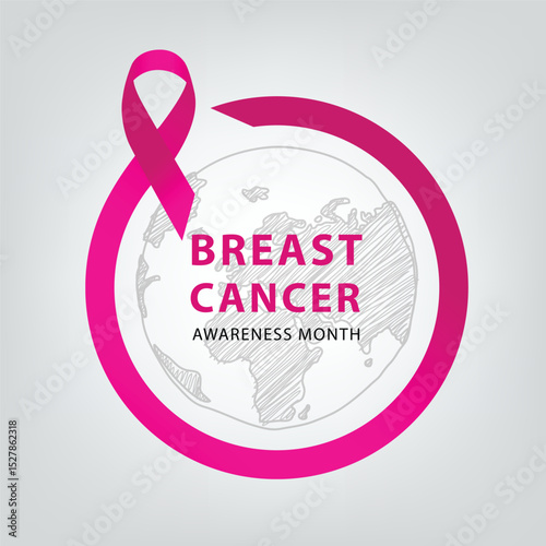 Healthcare and medicine concept. pink breast cancer awareness ribbon.
