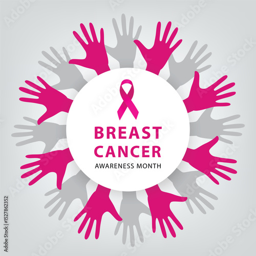 Healthcare and medicine concept. pink breast cancer awareness ribbon.
