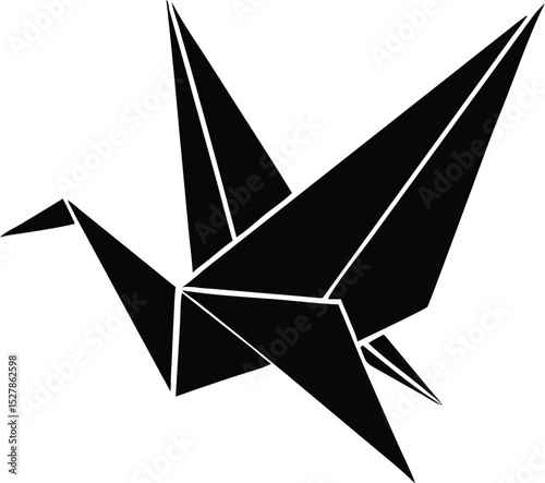 Black Origami Crane Silhouette: A Simple yet Elegant Design