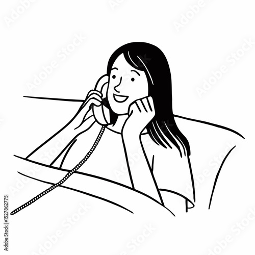 Smiley woman talking on phone medium shot