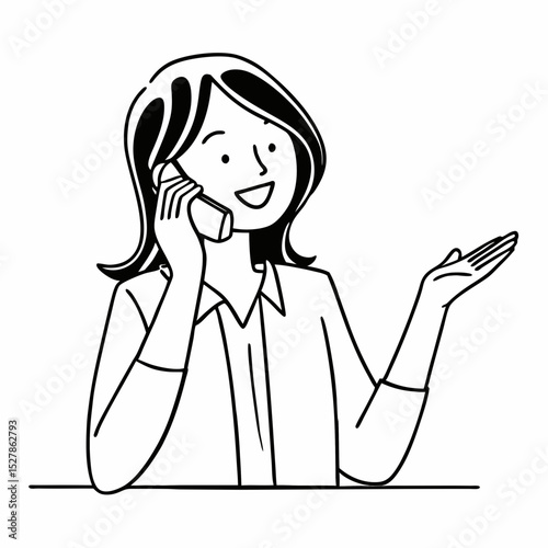 Smiley woman talking on phone medium shot
