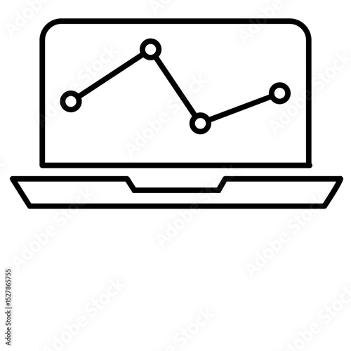 Line graph on computer monitor icon symbolizing data analysis and growth trends
