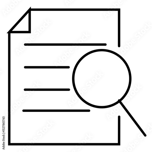Search file icon, Research, Magnifying glass, document.