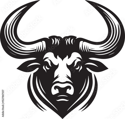 Minimalist Black and White Bull Vector Illustration