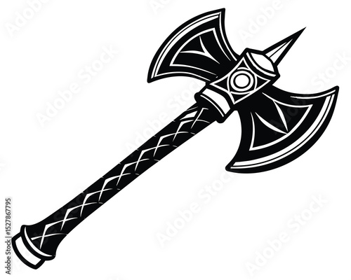 Double Bit Axe Medieval Weapon Design, Fantasy Illustration