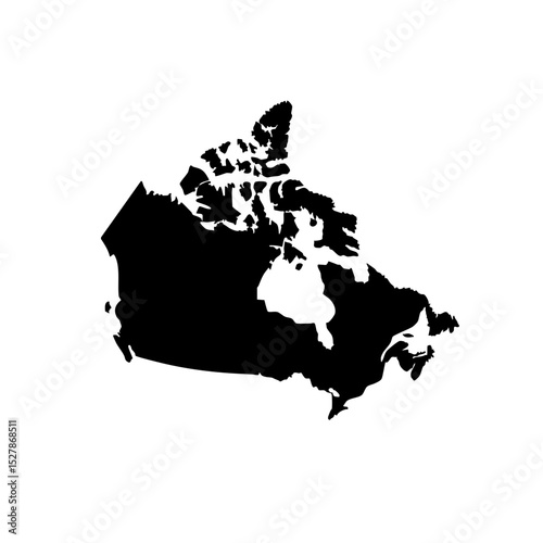 Black silhouette map of Canada in minimalist style  