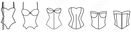 Corset icon vector set. pair of stays illustration sign collection. foundation garment symbol or logo.