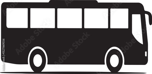 Vector illustration of a vintage public passenger bus icon for city travel and tourism transportation