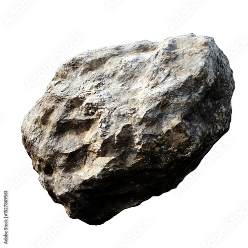 Large Rough Stone Isolated on White Background for Natural Designs