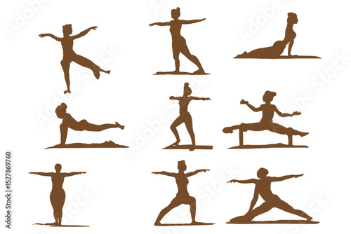 yoga people silhouette collection different meditating pose