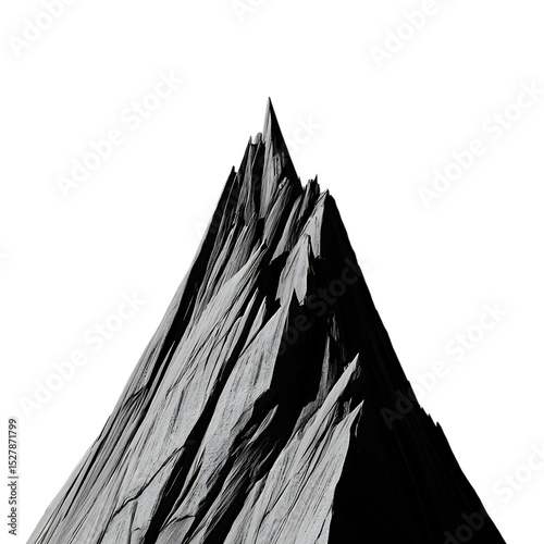 Abstract monochrome mountain peak isolated on white background
