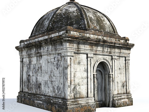 Aged Stone Architecture with Decorative Dome and Weathered Exterior
