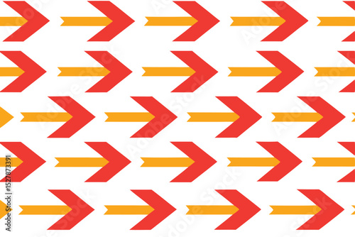 Abstract Red and Orange Arrow Pattern Seamless Vector Design for Backgrounds