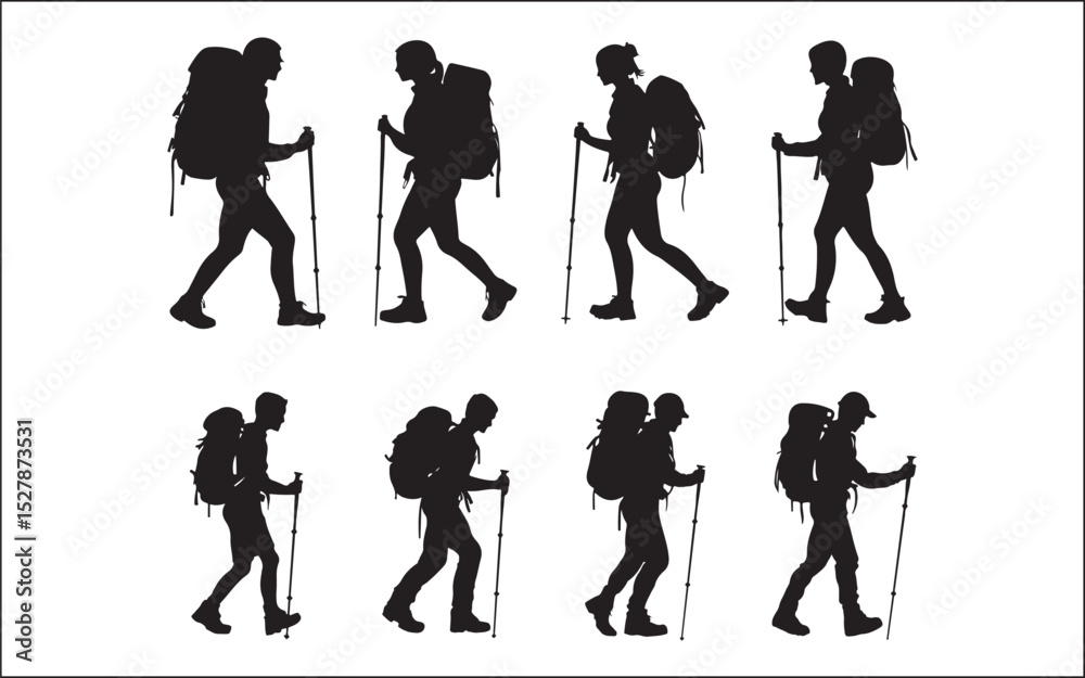 Obraz premium hiking of mountain people silhouette