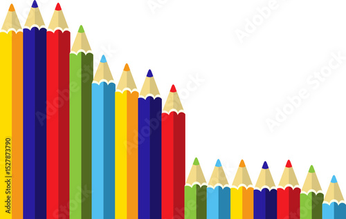 Set Colored Pencil Corner Border 