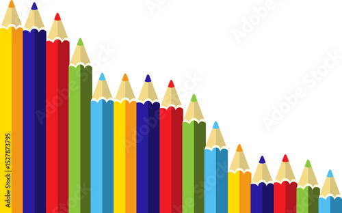 Set Colored Pencil Corner Border 