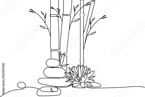 bamboo in vase  line art