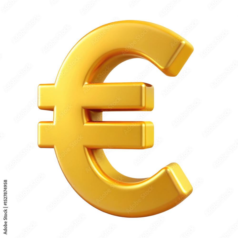 Obraz premium golden euro sign render icon in cartoon plastic st