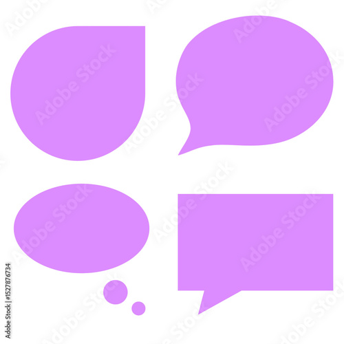Different purple speech bubbles on white background